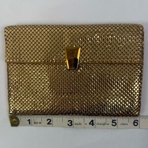 Vintage Whiting & Davis Mesh Snap Closure Wallet Gold‎ Shiny 1940-1950s